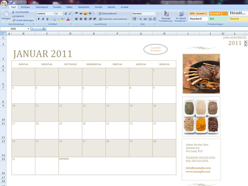 Kleinunternehmen Kalender