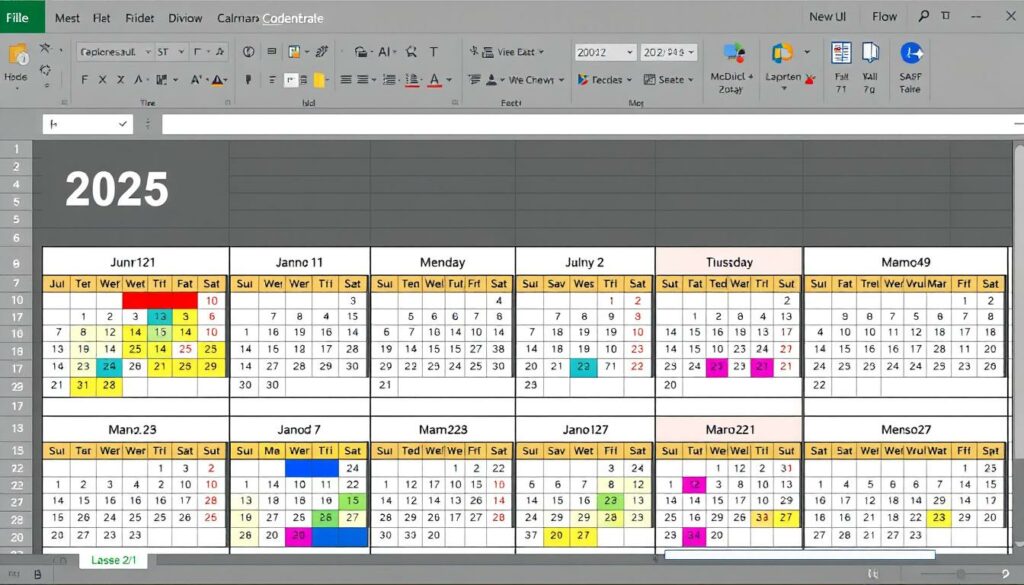 Monatskalender 2025 Excel Vorlage