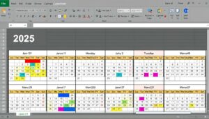 Monatskalender 2025 Excel Vorlage