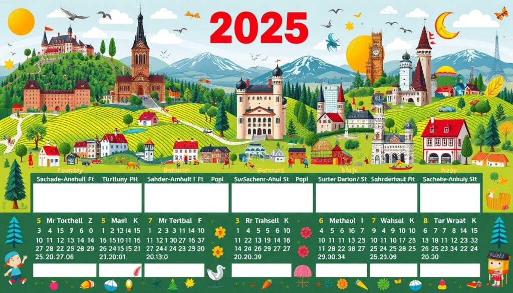 Schulferien Kalender 2025 Sachsen-Anhalt Excel Vorlage
