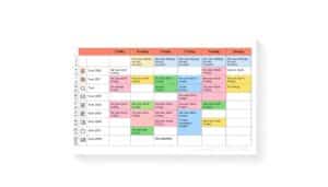 Zeitplan für fünf Tage Excel Vorlage