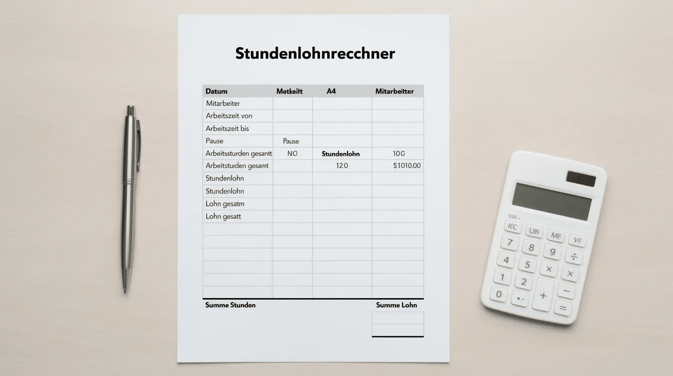 Stundenlohnrechner Excel Vorlage hier kostenlos downloaden