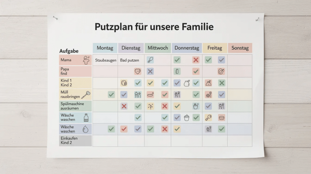 Putzplan Familie 4 putzplan familie excel