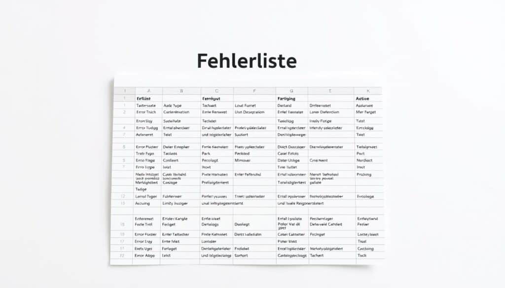 Fehlerliste Excel Vorlage hier kostenlos downloaden
