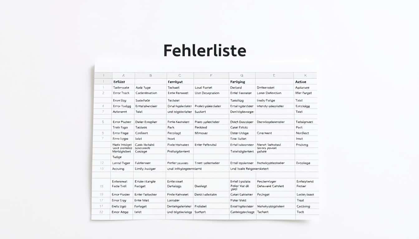 Fehlerliste Excel Vorlage hier kostenlos downloaden
