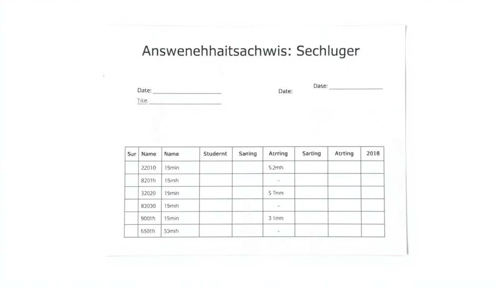 Schüler Anwesenheitsnachweis Excel Vorlage hier kostenlos downloaden