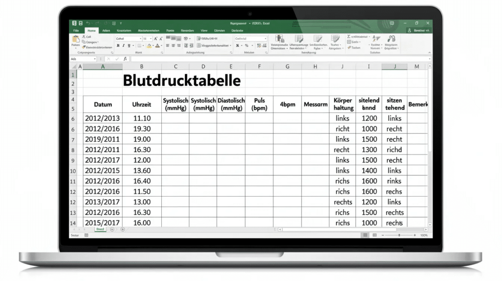 Blutdrucktabelle 3 Blutdruck tabelle Excel