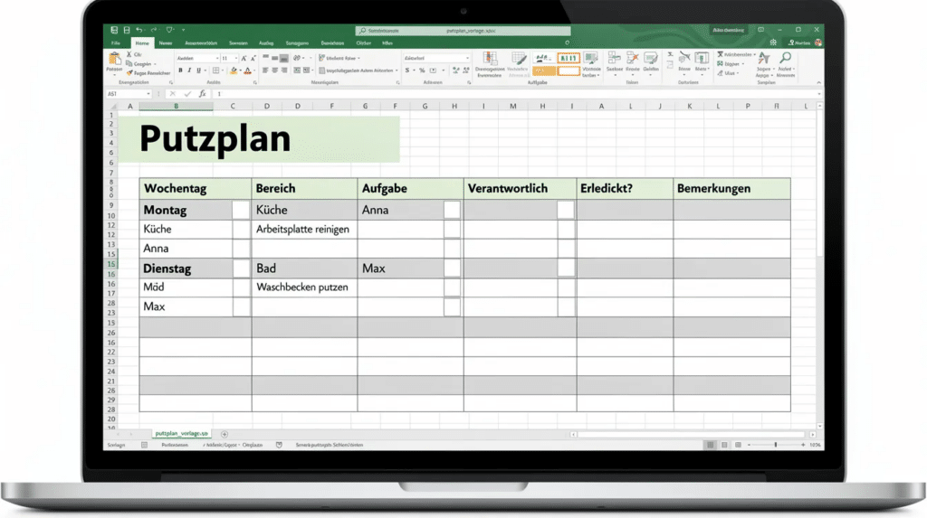 Putzplan 2 putzplan vorlage excel