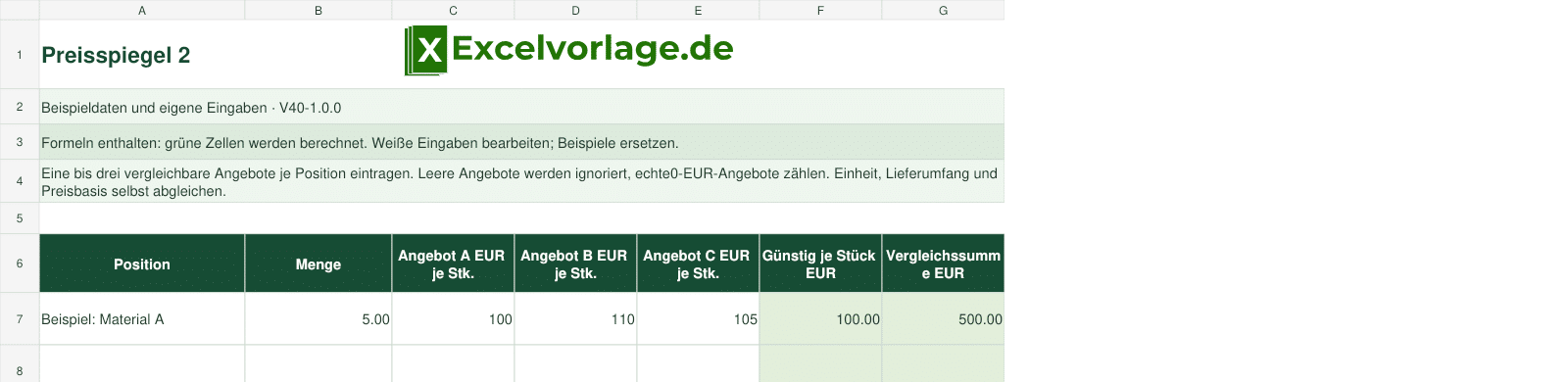 Preisspiegel 2 2 Preisspiegel 2: echte Dateivorschau mit Original-Logo und gekennzeichneten Beispielen