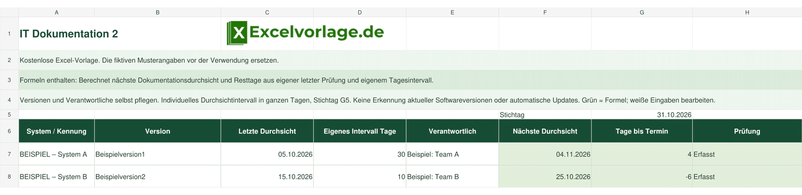 IT Dokumentation 2 2 IT Dokumentation 2 – echte Vorschau der Excel-Vorlage